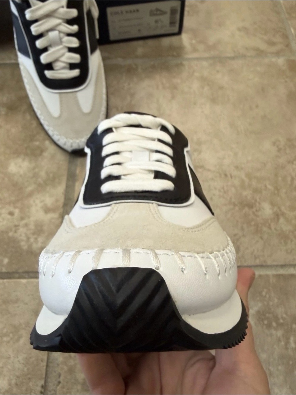 Cole Haan GrandPro Premier Runner Women Sneaker Sz 6.5 White Black Leather NIB - Picture 2 of 8